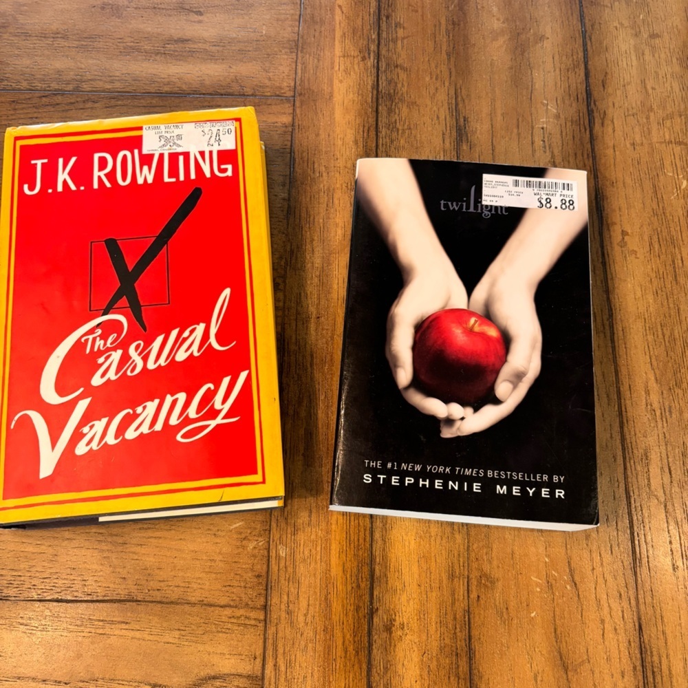 The Casual Vacancy by J.K. Rowling and Twilight by Stephenie Meyer Books